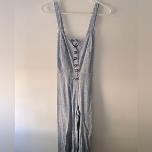 Blue and white striped romper (pants) w open back